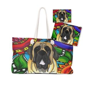Weekender Tote Bag and 2 Zipper Pouches with English Mastiff